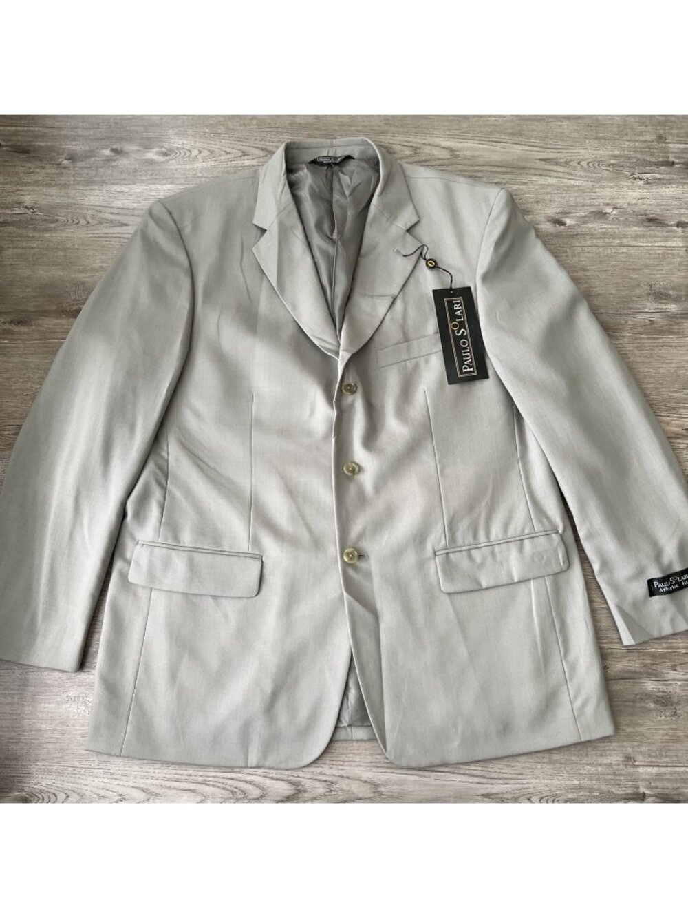 Paulo Solari Wool Blazer Sport Coat Mens 44R Gray Athletic Fit Lined New